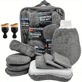 11pcs Microfiber Car Cleaning Kit Tire Brush Scratch Removal Pads Detailing Sponges Interior Cleaning Essentials Cleaning Tools